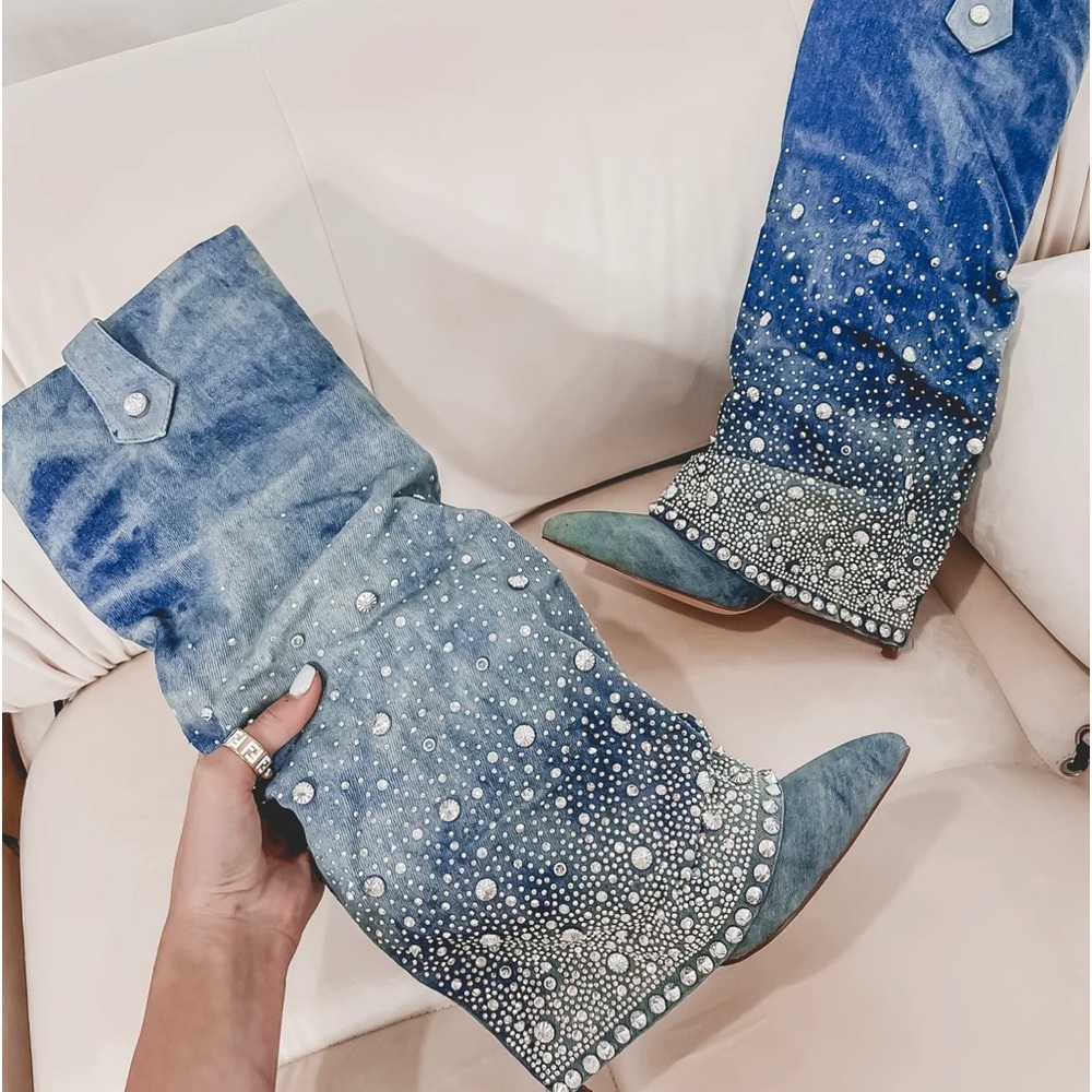 Sparkling Denim Rhinestone boots from Amazing Lace